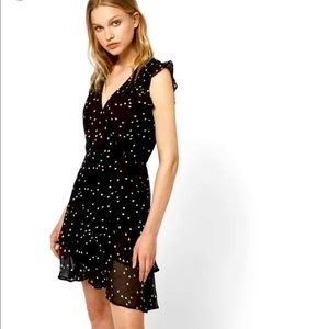 NWOT All Saints Lana Short Wrap Dress with Embroidered Broken Hearts
